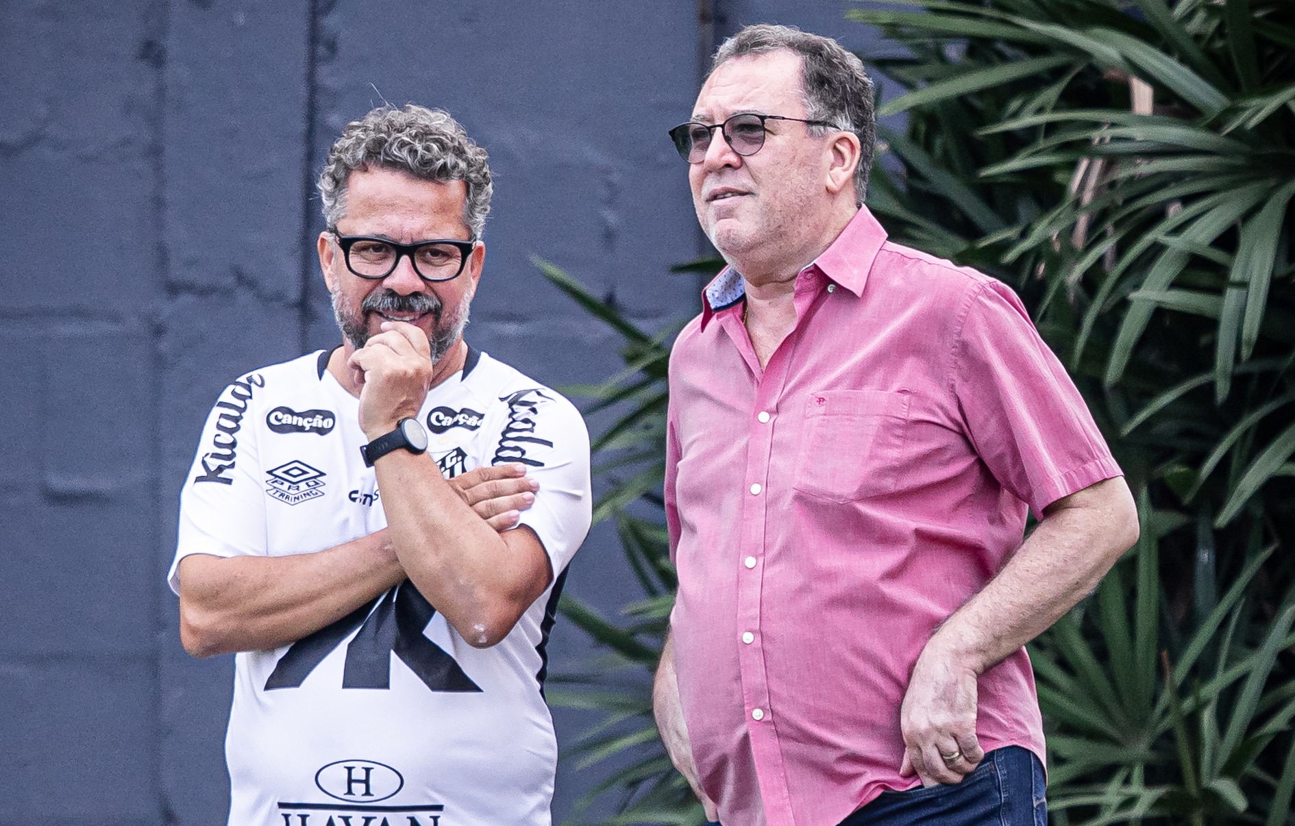 Cléber Xavier e Marcelo Teixeira em treino do Santos