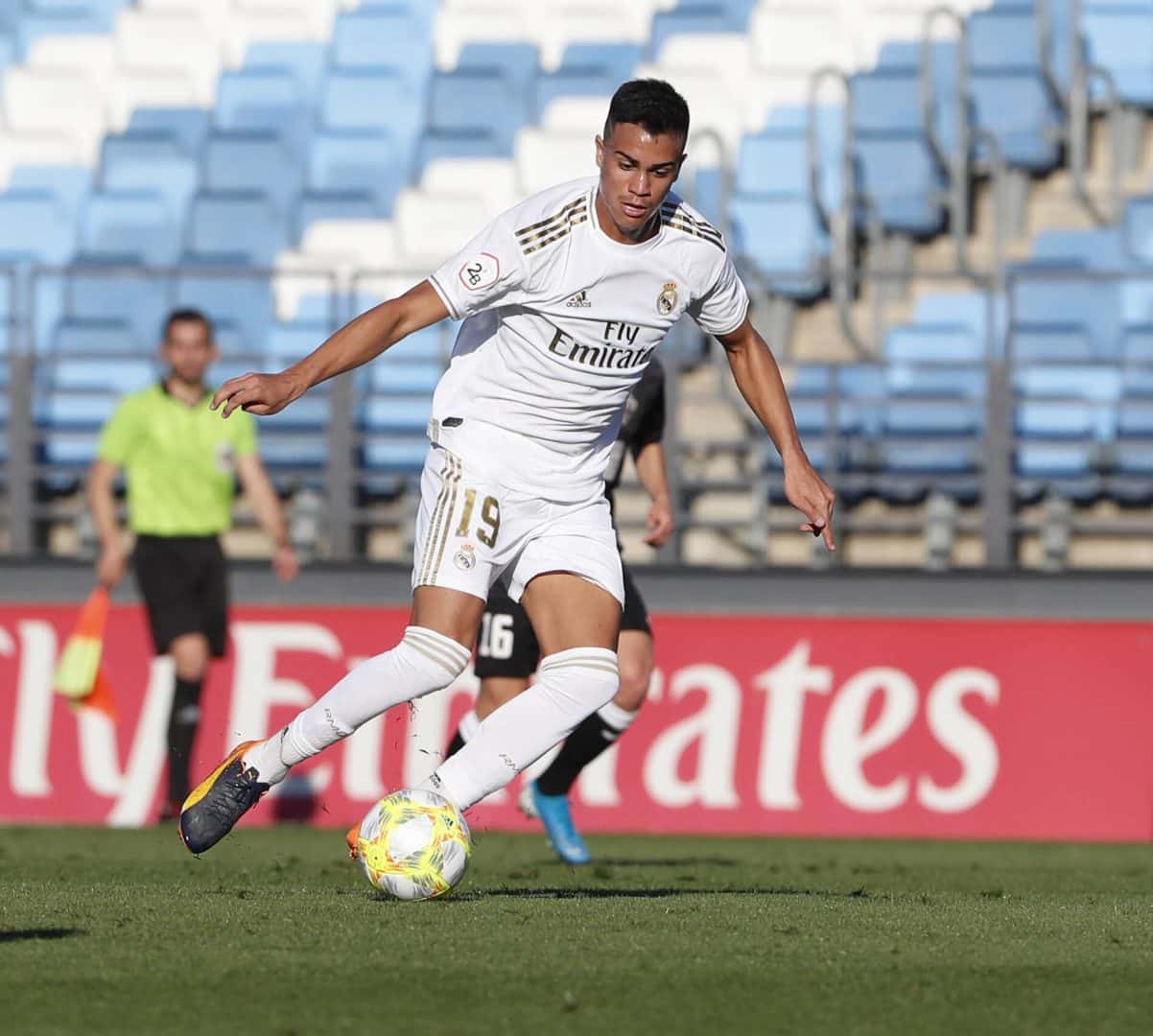 Partido de segunda division B entre el Real Madrid Castilla y el San Sebastian de los Reyes. En la imagen, Reinier. Seco
