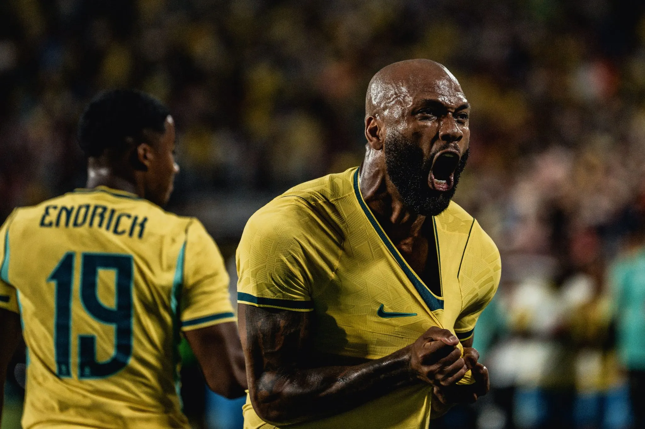 Igor Thiago celebra gol pela Sele&ccedil;&atilde;o