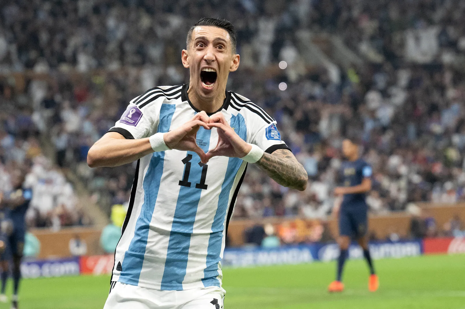 Angel Di Mar&iacute;a celebra gol pela sele&ccedil;&atilde;o argentina na Copa do Mundo (Foto: IMAGO / ABACAPRESS)
