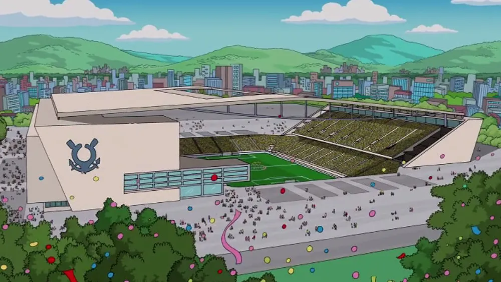 Arena Corinthians na vers&atilde;o Simpson (Reprodu&ccedil;&atilde;o)