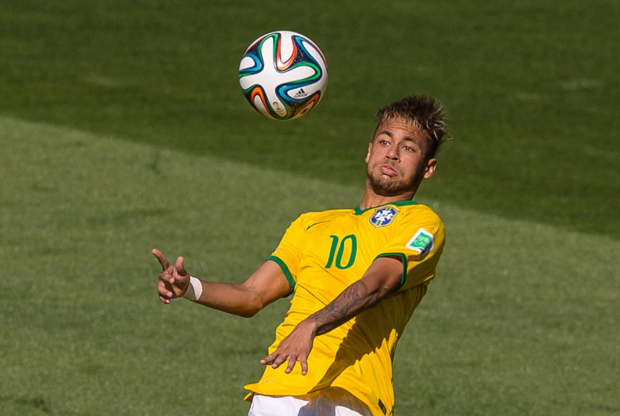 Neymar, atacante da sele&ccedil;&atilde;o brasileira, durante duelo com o Chile na Copa do Mundo de 2014