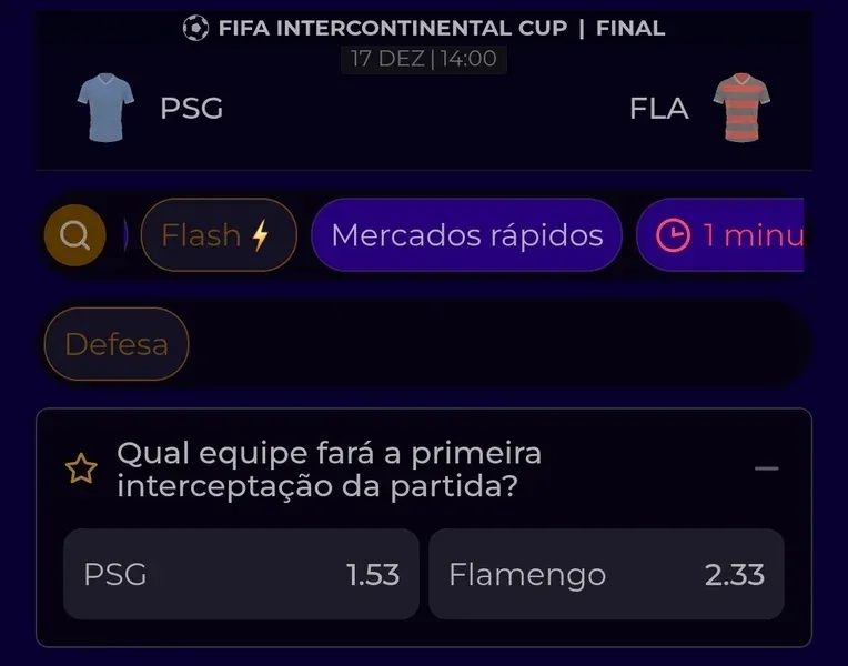Captura de tela das apostas flash da Multibet