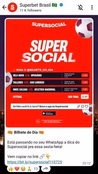 Captura de tela do grupo no WhatsApp da Superbet