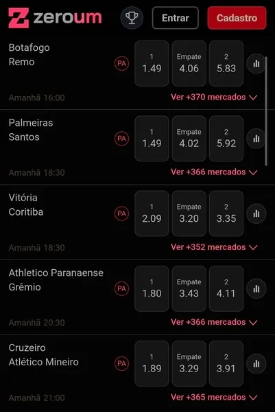 Jogos do Brasileir&atilde;o com pagamento antecipado no site Zeroum Bet