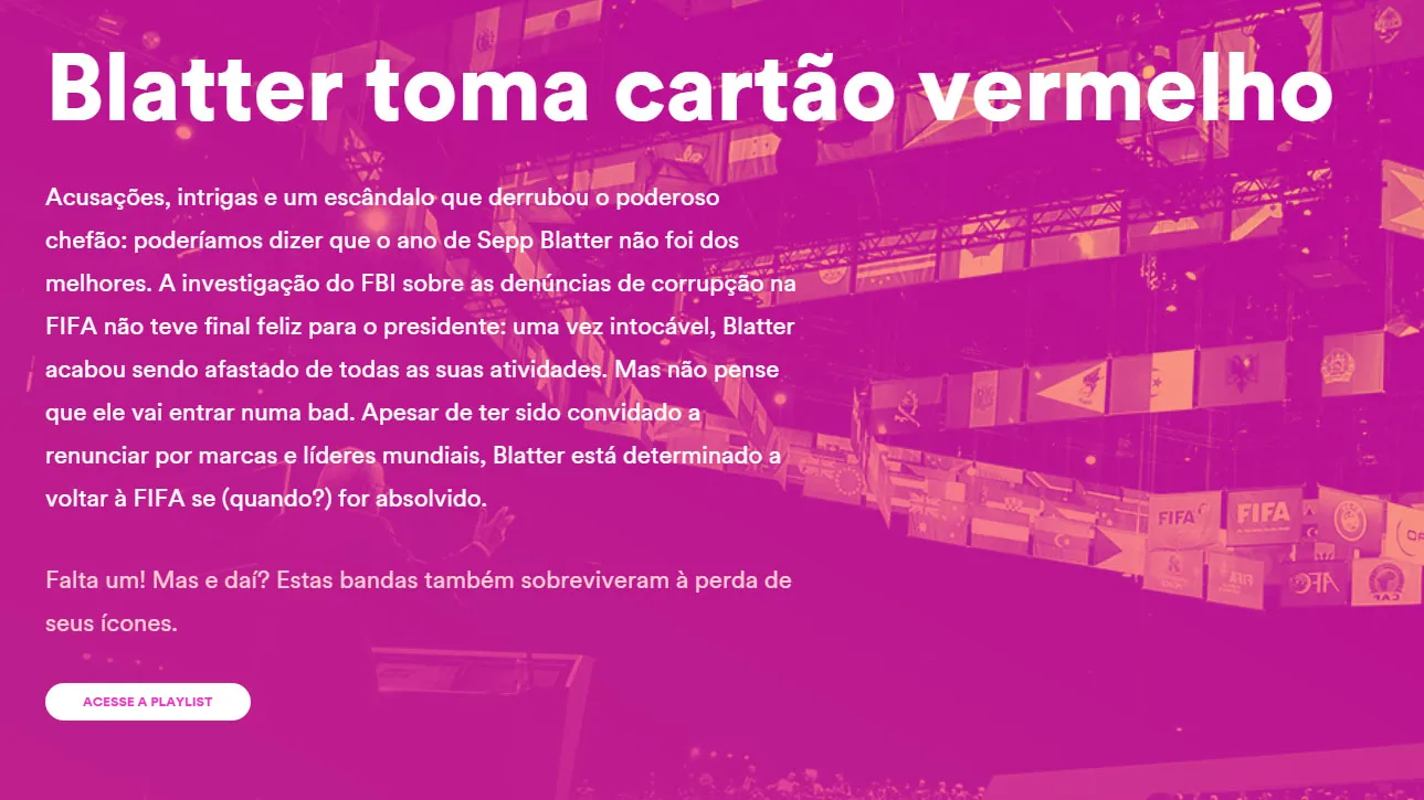 At&eacute; o Spotify falou sobre a crise na Fifa (e Blatter) na retrospectiva de 2015