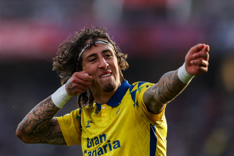 F&aacute;bio Silva celebra gol pelo Las Palmas