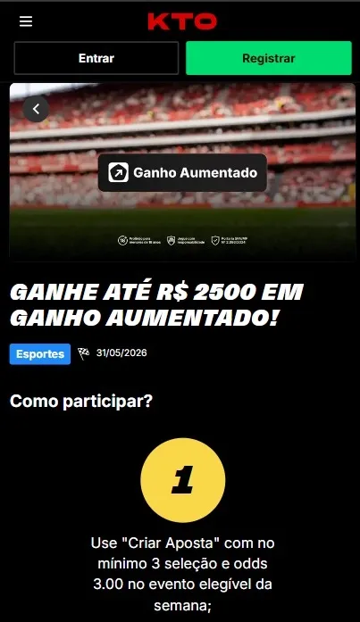 Ganho aumentado na KTO Brasil
