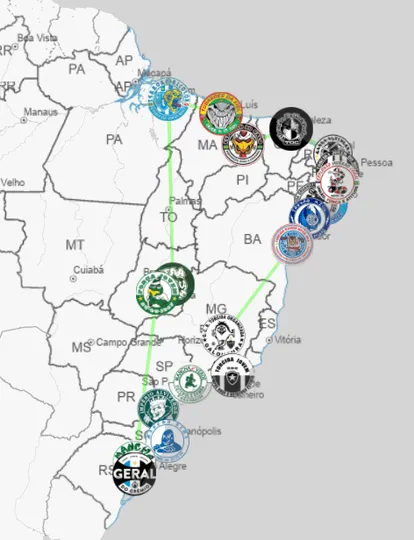 Mapa do Observat&oacute;rio Social do Futebol da Uni&atilde;o Dedo para o Alto