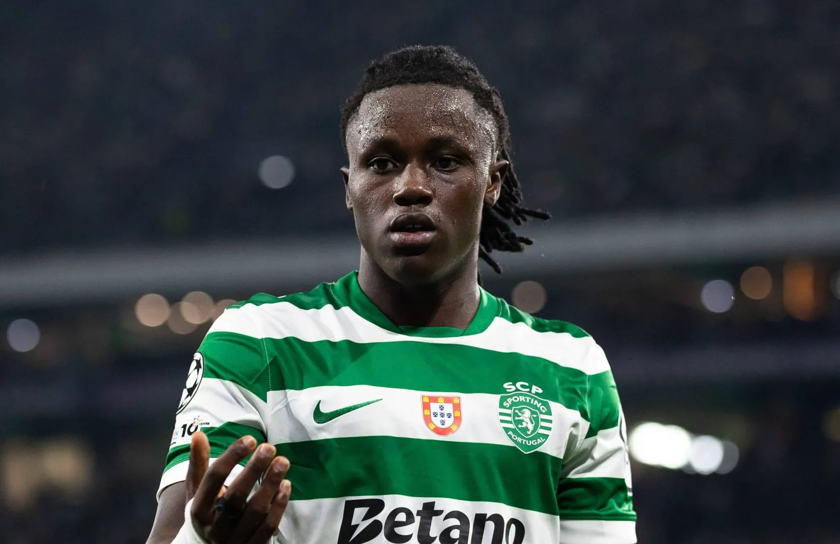 Geovany Quenda em jogo do Sporting