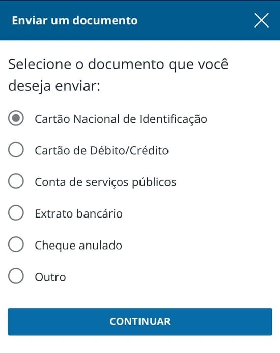Op&ccedil;&otilde;es de documentos para verifica&ccedil;&atilde;o de conta na Sportingbet cadastro