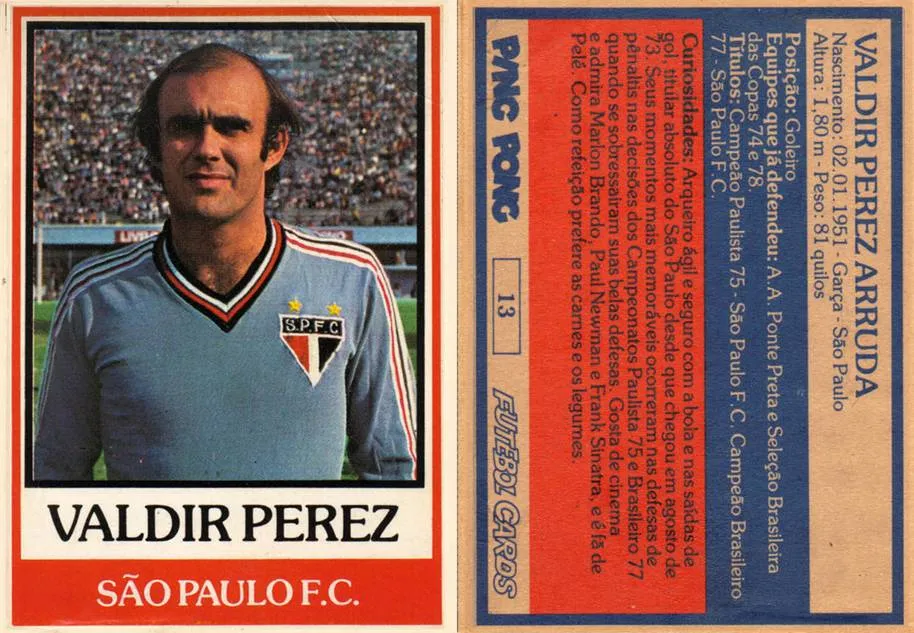 Waldir Peres tamb&eacute;m ficou eternizado no Futebol Cards, do chiclete Ping Pong