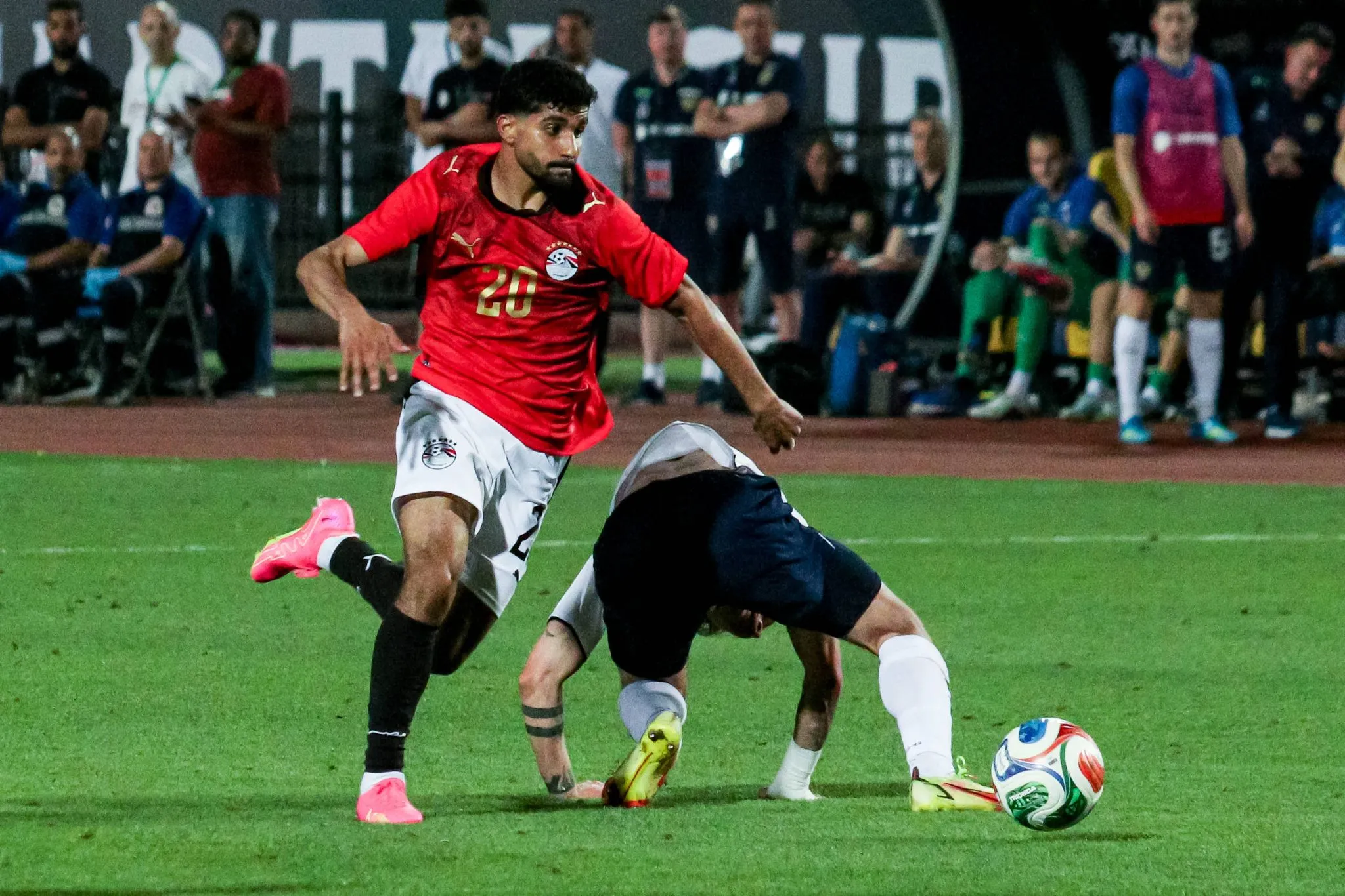 Ibrahim Adel em a&ccedil;&atilde;o pela sele&ccedil;&atilde;o eg&iacute;pcia (Foto: IMAGO / ZUMA Press Wire)