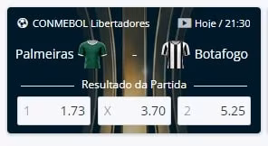 Palmeiras x Botafogo no streaming ao vivo ap&oacute;s fazer o cadastro Sportingbet