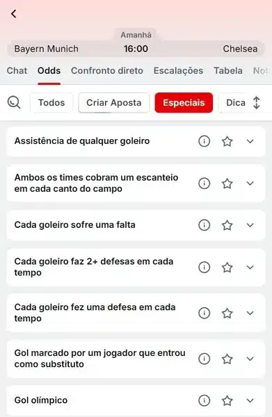 Captura de tela da p&aacute;gina de apostas da Champions League na Superbet