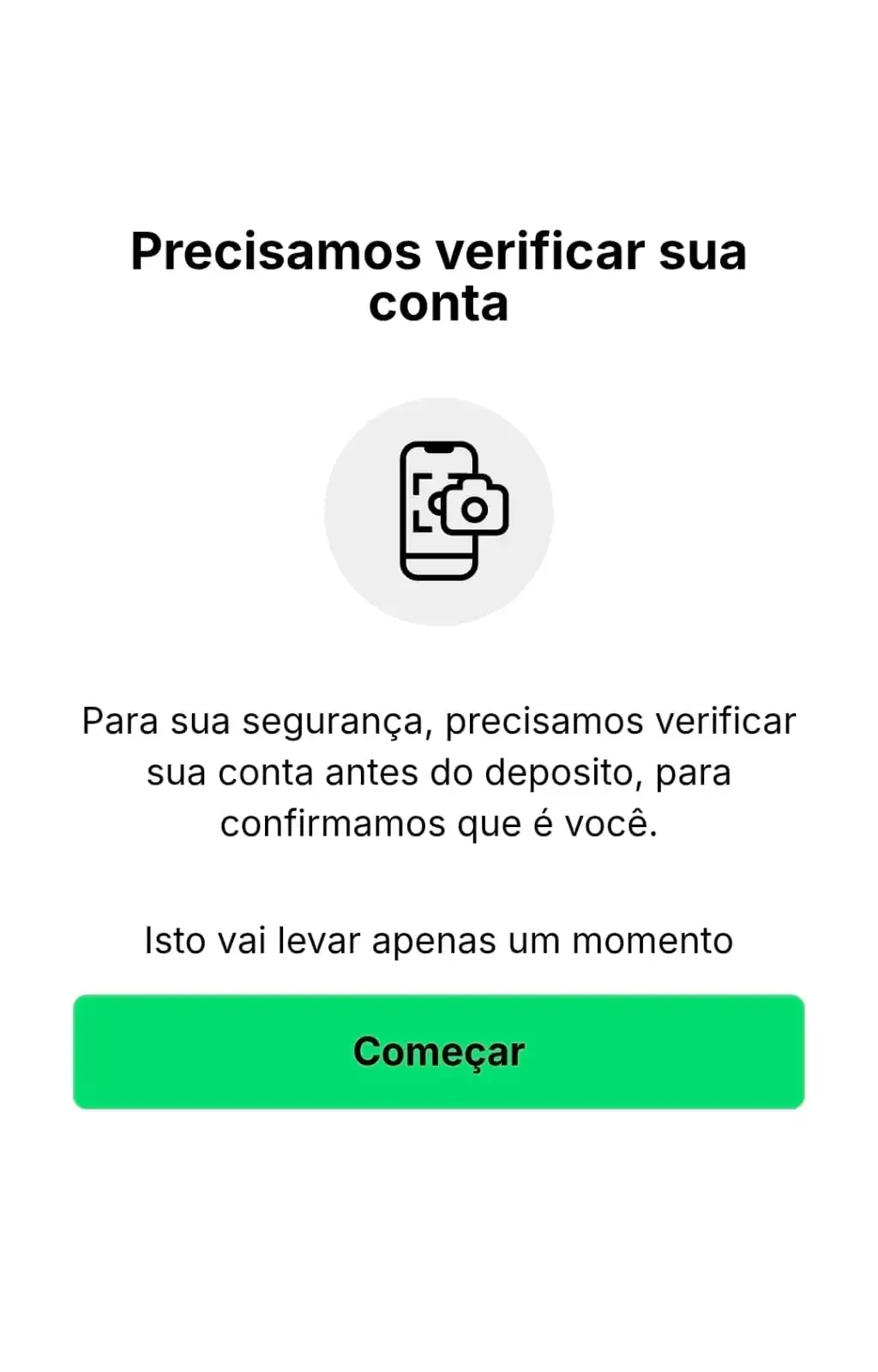 Captura de tela da autentica&ccedil;&atilde;o da conta na KTO com selfie e envio de documentos