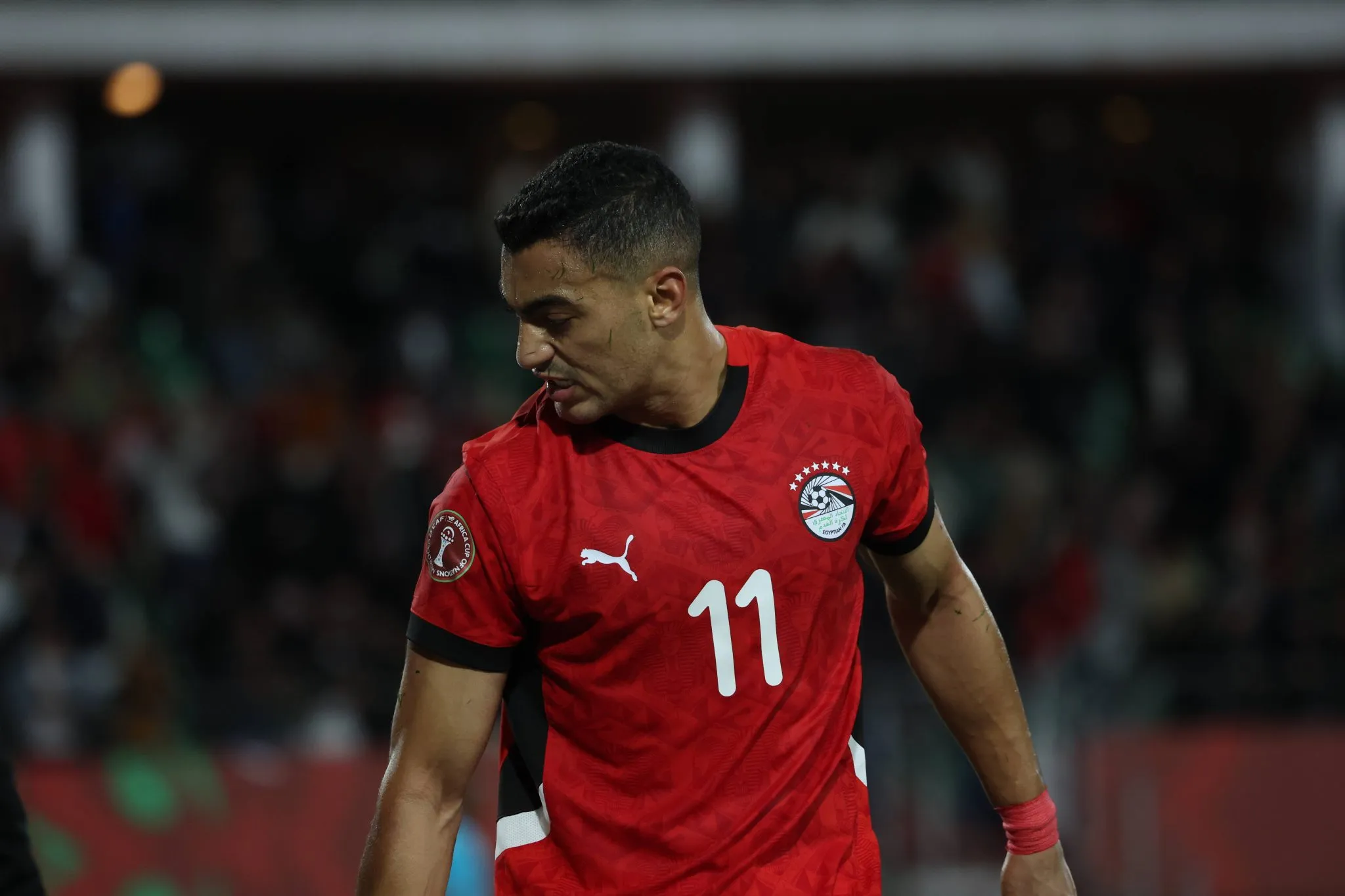 Mostafa Mohamed em jogo do Egito na Copa Africana de Na&ccedil;&otilde;es