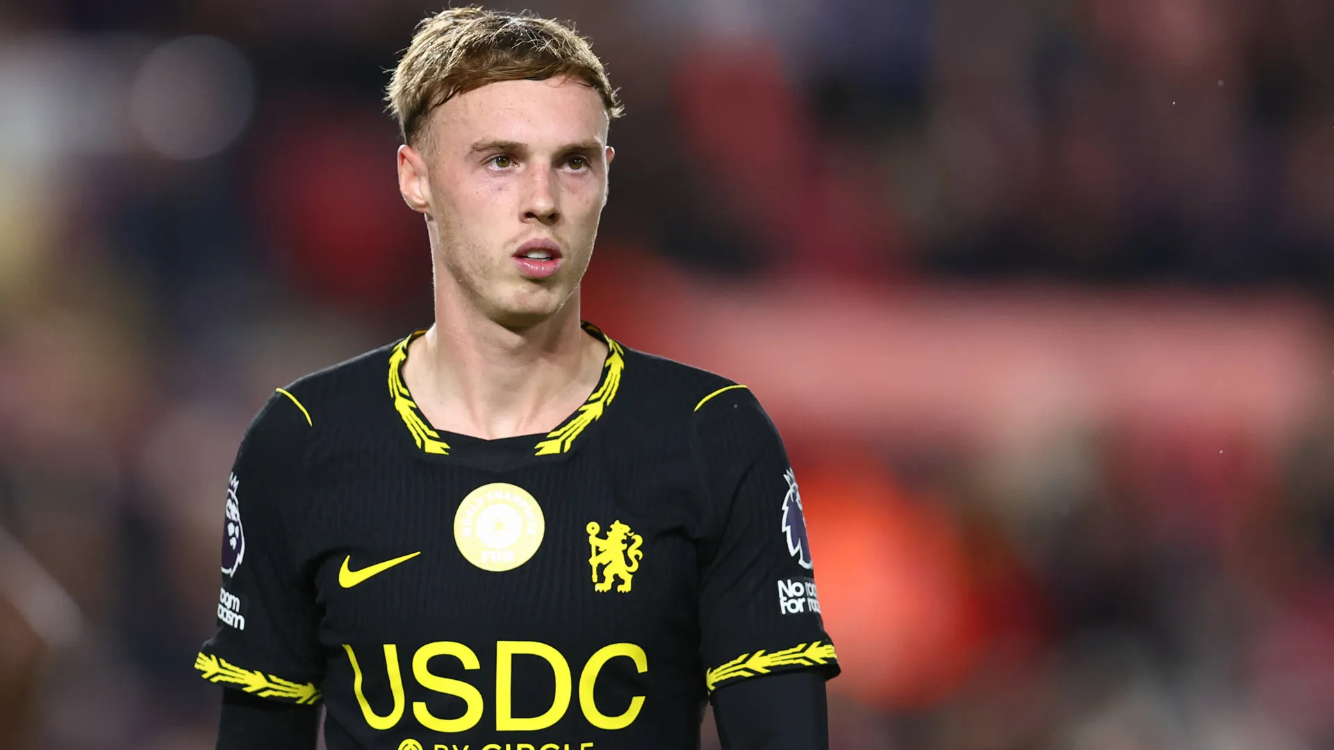 Cole Palmer, meia do Chelsea, durante a partida da Premier League entre Brentford e Chelsea, no Gtech Community Stadium, em Londres, em 18 de setembro de 2026.