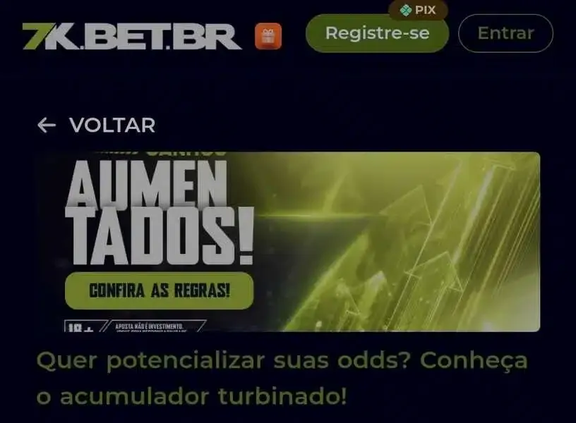 Captura de tela da promo&ccedil;&atilde;o Ganhos Aumentados da 7K Bet Brasil