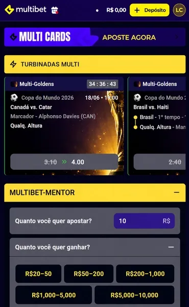 P&aacute;gina inicial de apostas esportivas da Multibet
