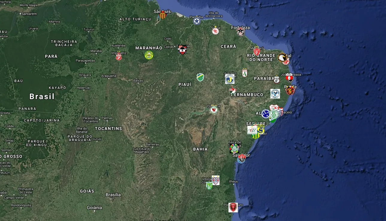 Um mapa interativo com todos os participantes do Nordest&atilde;o, de 1994 a 2019