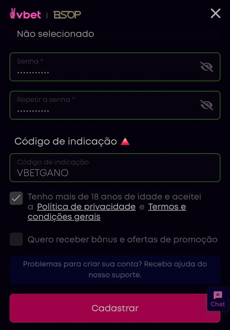 C&oacute;digo de indica&ccedil;&atilde;o Vbet 2026: use VBETGANO para apostar