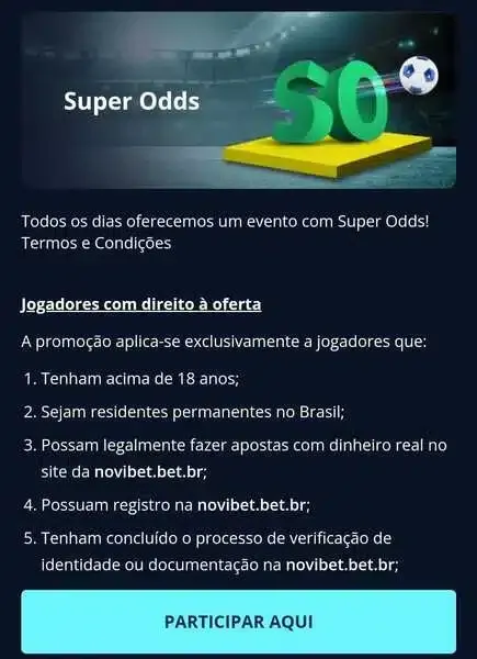 Super Odds da Novibet Brasil