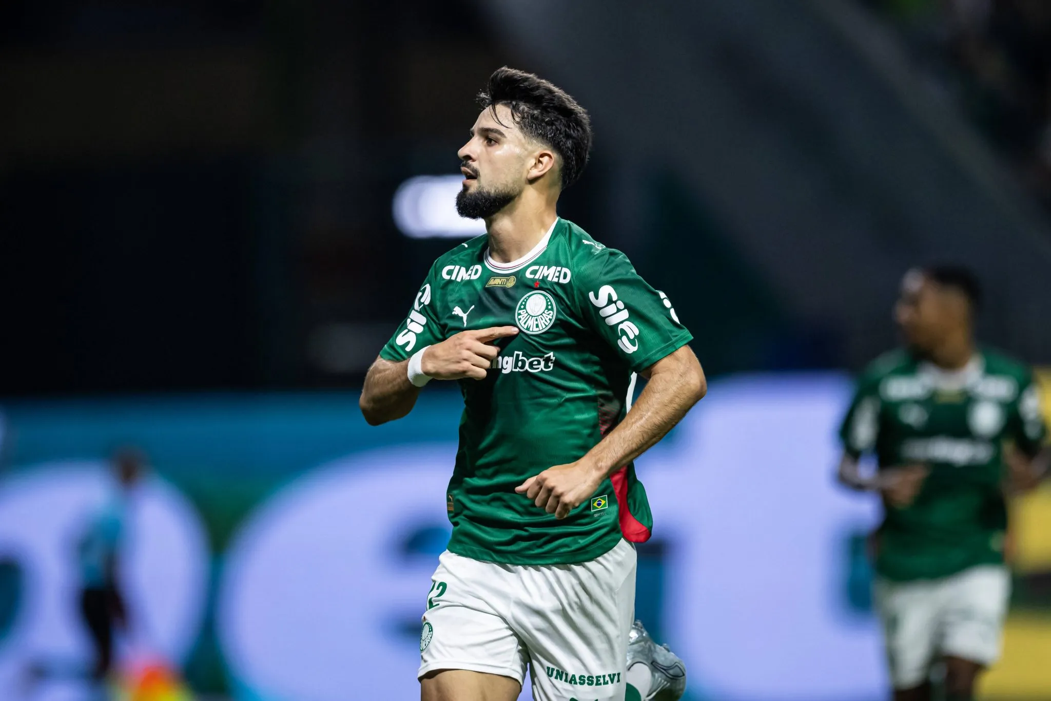 Flaco L&oacute;pez comemora gol do Palmeiras
