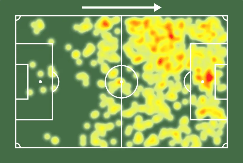 Mapa de calor de Vitor Roque pelo Palmeiras (Foto: Reprodu&ccedil;&atilde;o) 