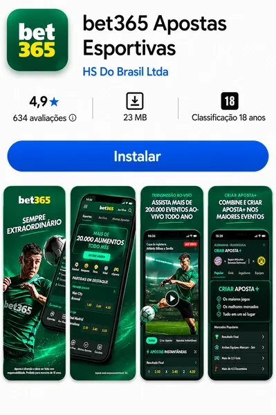 Aplicativo da bet365 na Play Store, dispon&iacute;vel para Android