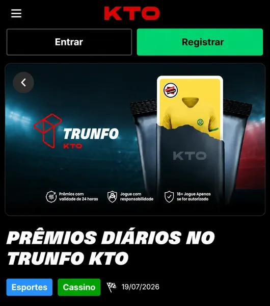 "Trunfo KTO", a promo&ccedil;&atilde;o da KTO para a Copa do Mundo 2026