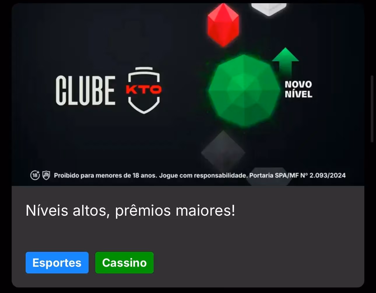 P&aacute;gina da KTO exibindo o Clube KTO com benef&iacute;cios e recompensas para usu&aacute;rios