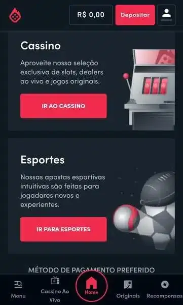 P&aacute;gina inicial do site da Blaze em sua vers&atilde;o mobile de navegador