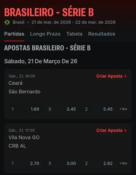 Apostas S&eacute;rie B 2026: onde e como apostar na segunda divis&atilde;o do Brasileir&atilde;o