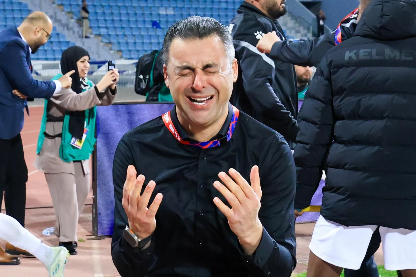Ehab Abu Jazar comemora vit&oacute;ria da sele&ccedil;&atilde;o palestina