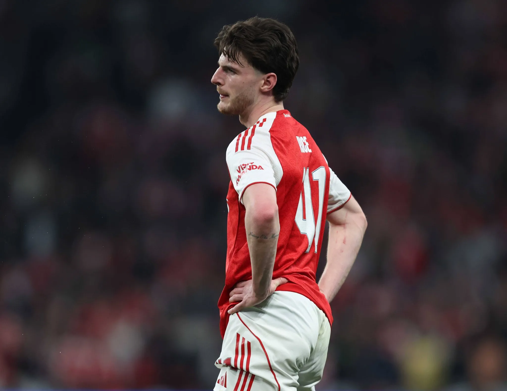 Declan Rice em jogo do Arsenal