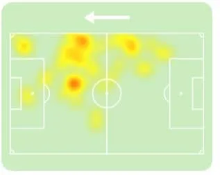 Mapa de calor de Raphael Veiga contra o Vasco