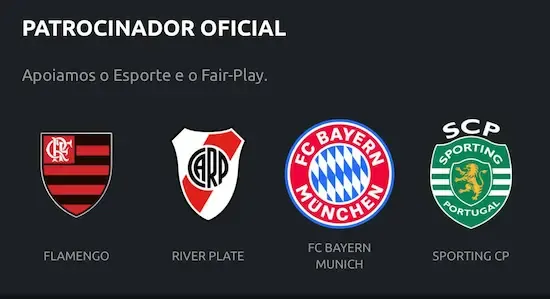 Captura de tela mostra os clubes patrocinados pela Betano