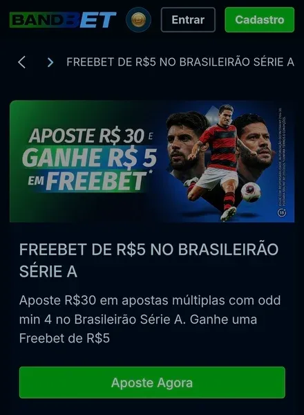  Detalhes da promo&ccedil;&atilde;o de aposta gr&aacute;tis no Brasileir&atilde;o oferecida pela Bandbet