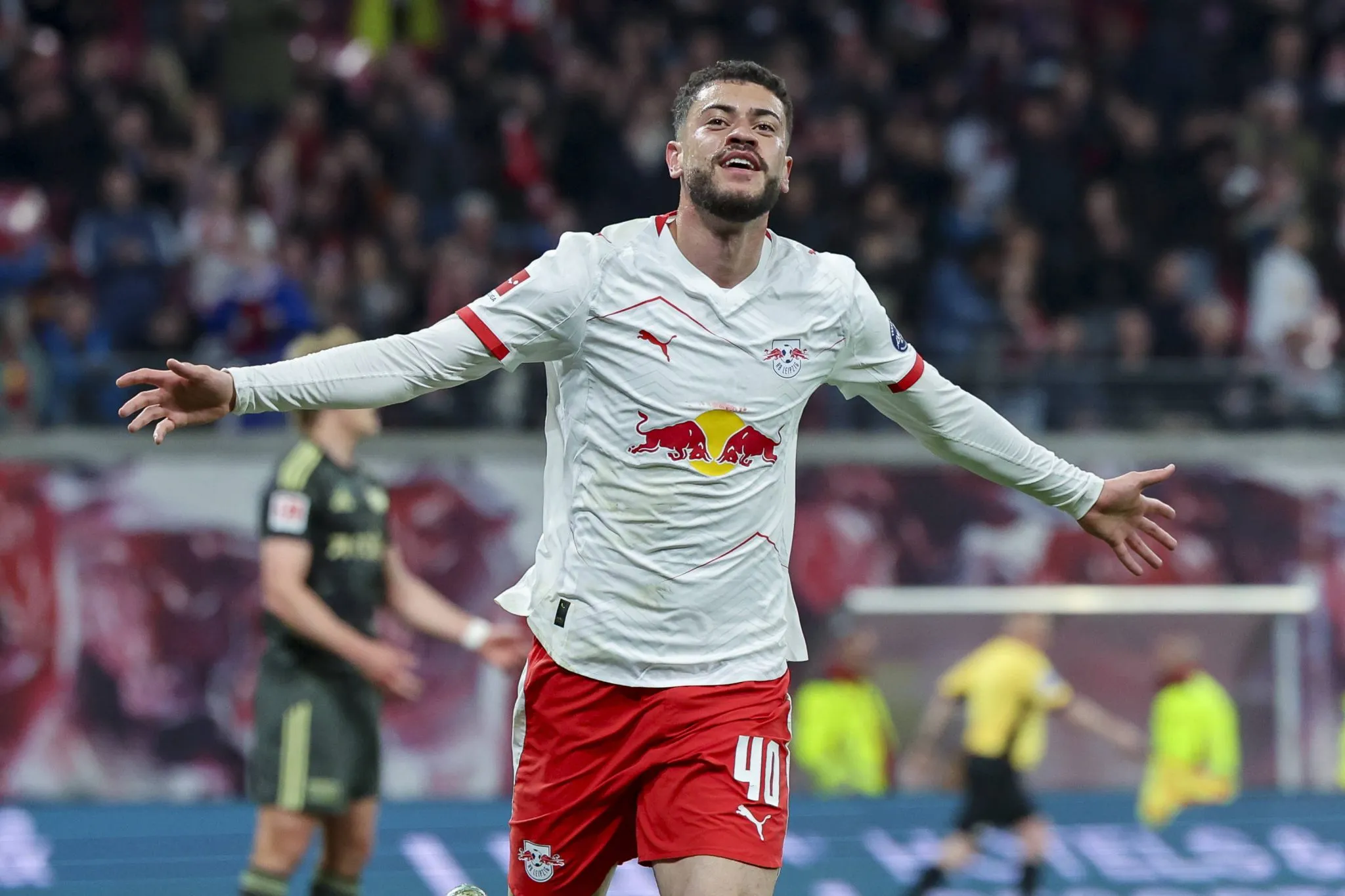 R&ocirc;mulo comemora gol pelo RB Leipzig (Foto: Imago/DeFodi Images)