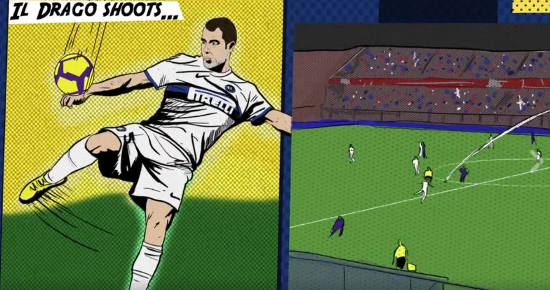 A Inter transformou em hist&oacute;ria em quadrinhos o memor&aacute;vel gol de Stankovic contra o Genoa