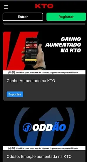 Captura de tela da p&aacute;gina de promo&ccedil;&otilde;es da KTO