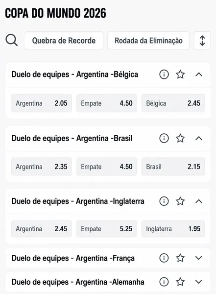 Exemplos de mercados em &ldquo;Duelo de Equipes&rdquo; da Superbet Brasil
