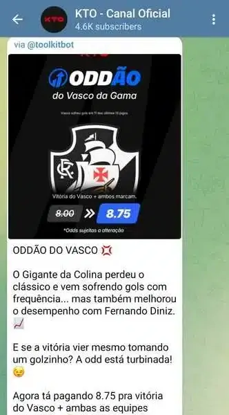 Captura de tela do grupo no Telegram da KTO