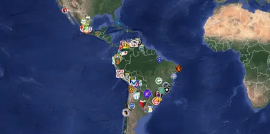 Um mapa com todos os clubes que disputaram os mata-matas da Libertadores nos &uacute;ltimos 30 anos