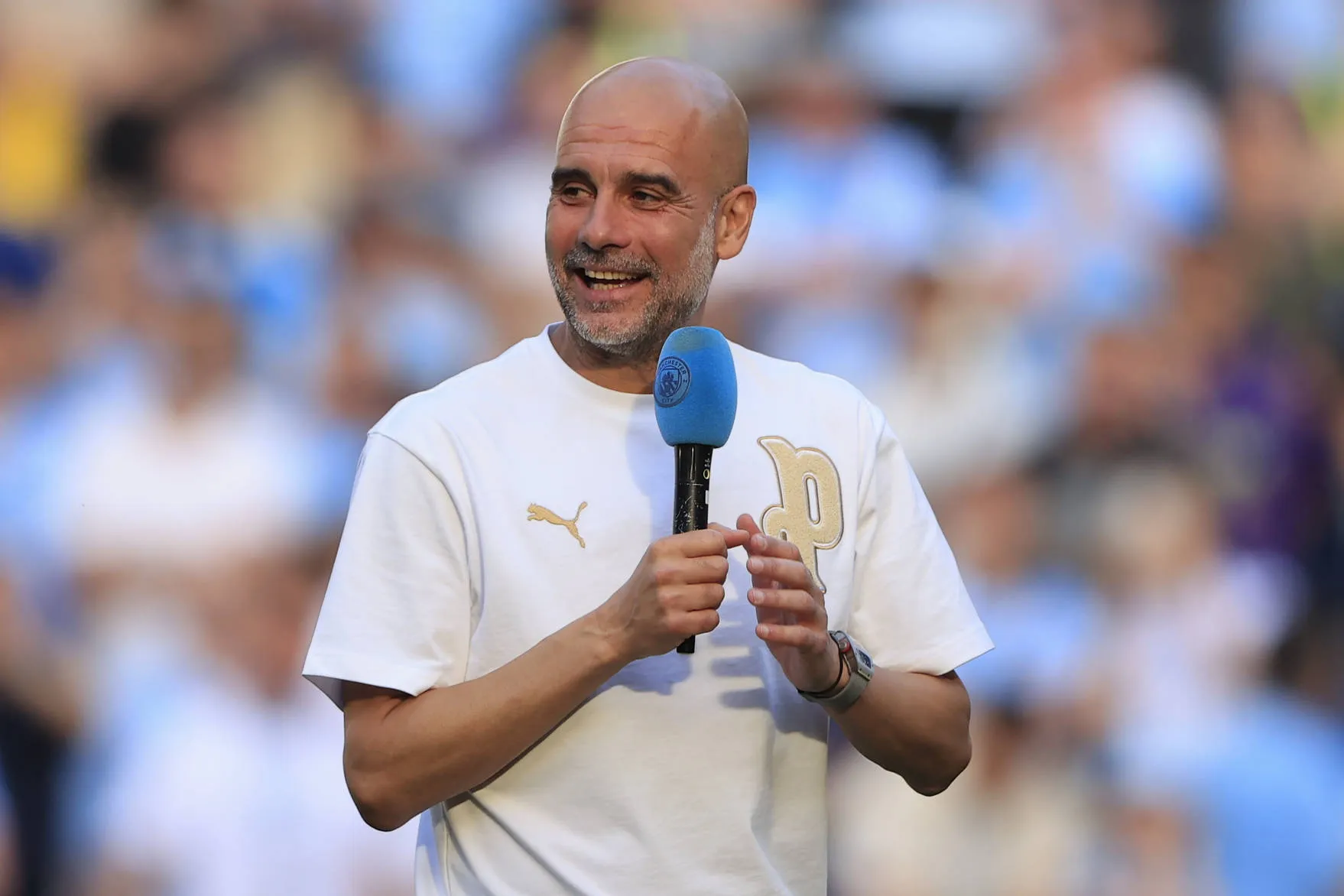 Guardiola durante despedida no Manchester City