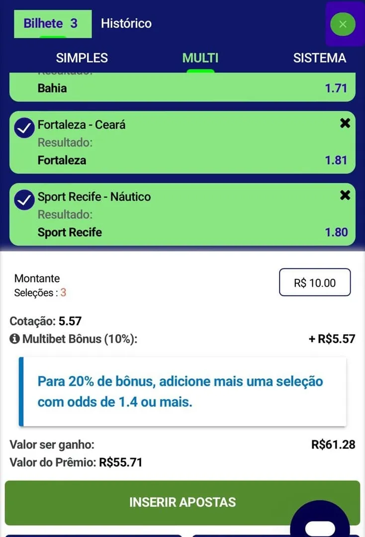 Testando as cota&ccedil;&otilde;es turbinadas