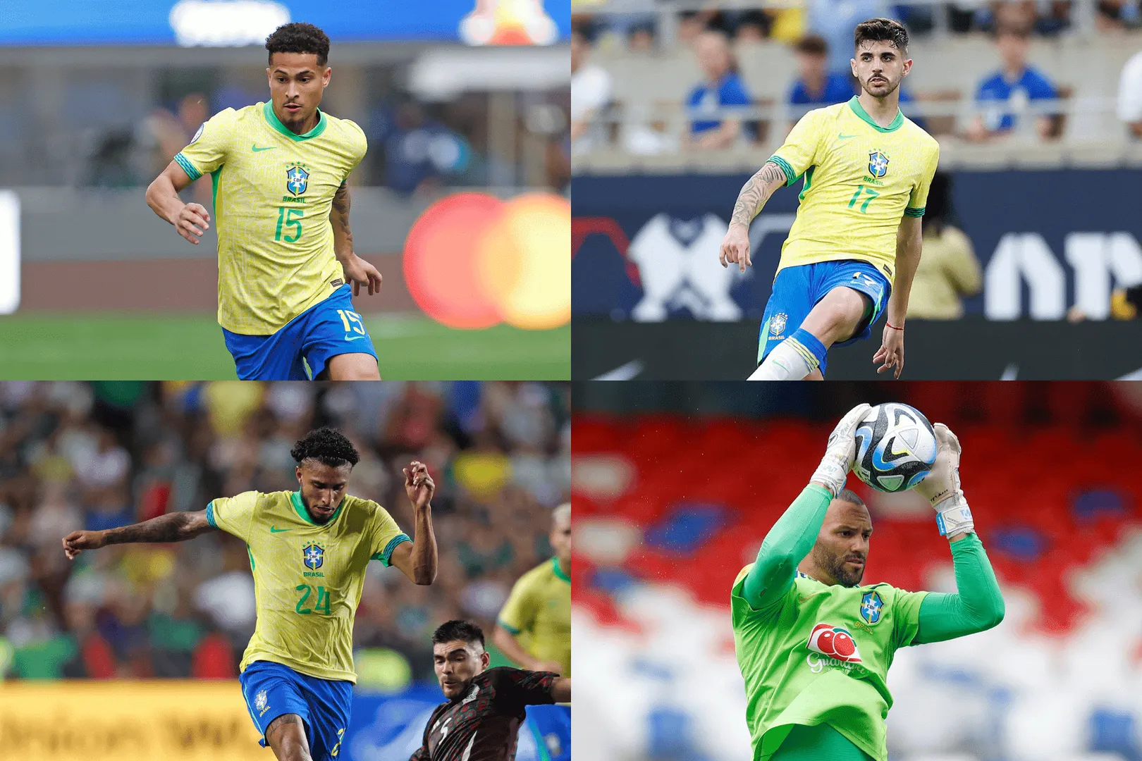 Montagem com Jo&atilde;o Gomes, Beraldo, &Eacute;derson e Weverton em a&ccedil;&atilde;o pela sele&ccedil;&atilde;o brasileira