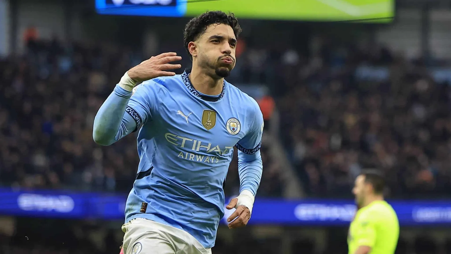 Omar Marmoush comemora hat-trick pelo Manchester City