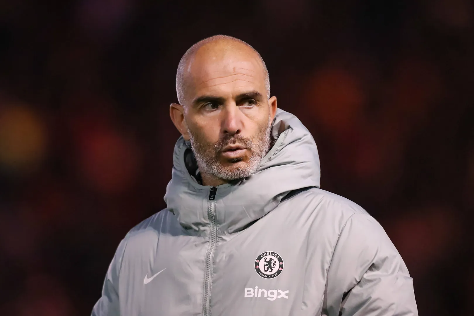 Enzo Maresca, t&eacute;cnico do Chelsea, durante jogo contra o Lincoln City